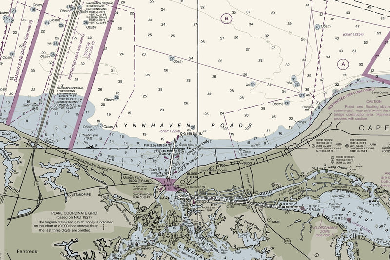 Chesapeake Bay - Cape Charles To Norfolk Harbor Nautical Chart — print detail 1