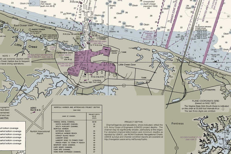 Chesapeake Bay - Cape Charles To Norfolk Harbor Nautical Chart — print detail 2