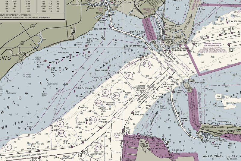 Chesapeake Bay - Cape Charles To Norfolk Harbor Nautical Chart — print detail 3