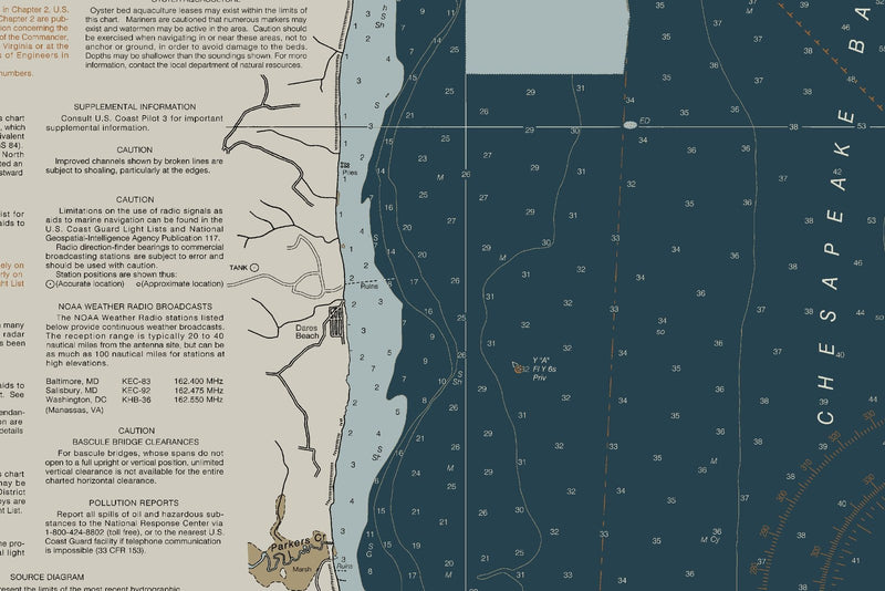 Chesapeake Bay Choptank River and Herring Bay Cambridge — Heritage Edition — print detail 1