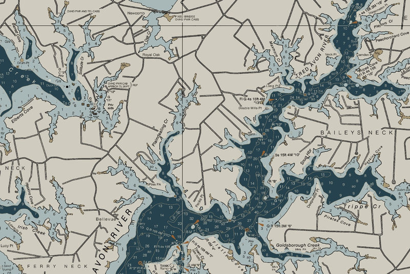 Chesapeake Bay Choptank River and Herring Bay Cambridge — Heritage Edition — print detail 2
