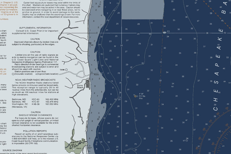 Chesapeake Bay Choptank River and Herring Bay Cambridge — Modern Edition — print detail 1