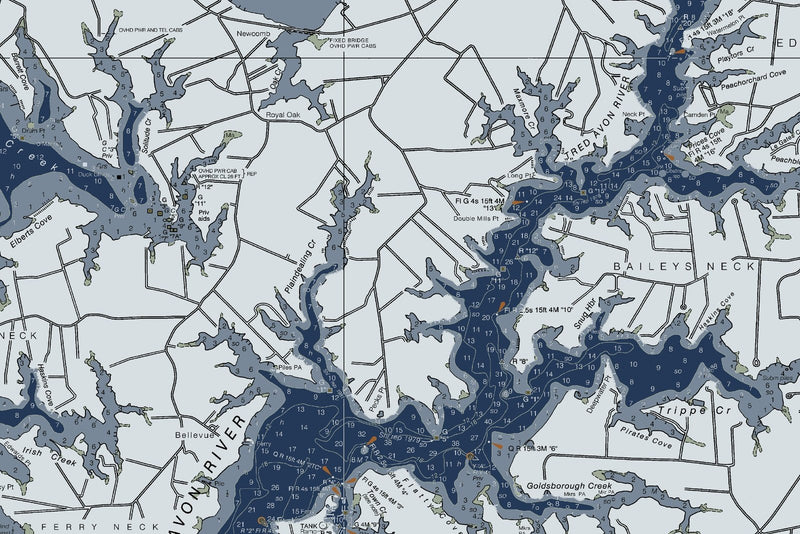 Chesapeake Bay Choptank River and Herring Bay Cambridge — Modern Edition — print detail 2