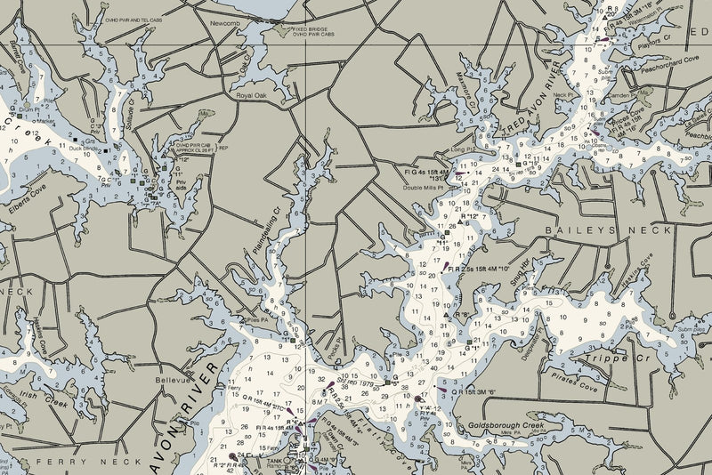 Chesapeake Bay Choptank River and Herring Bay Cambridge — print detail 2