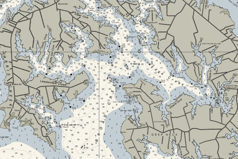 Chesapeake Bay Choptank River and Herring Bay Cambridge — print detail 3