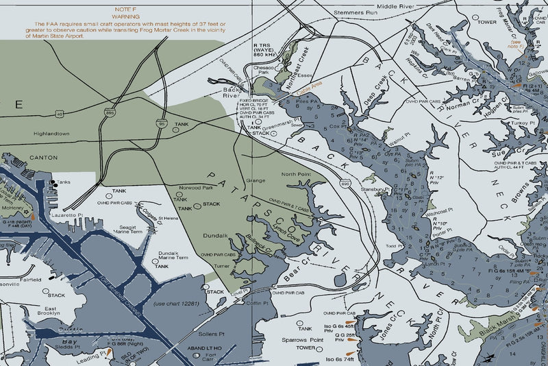 Chesapeake Bay Sandy Point to Susquehanna River — Modern Edition — print detail 2