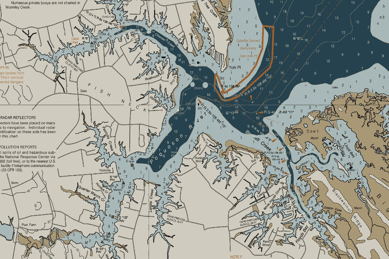 Chesapeake - Mobjack Bay To York River Nautical Chart — Heritage Edition — print detail 2
