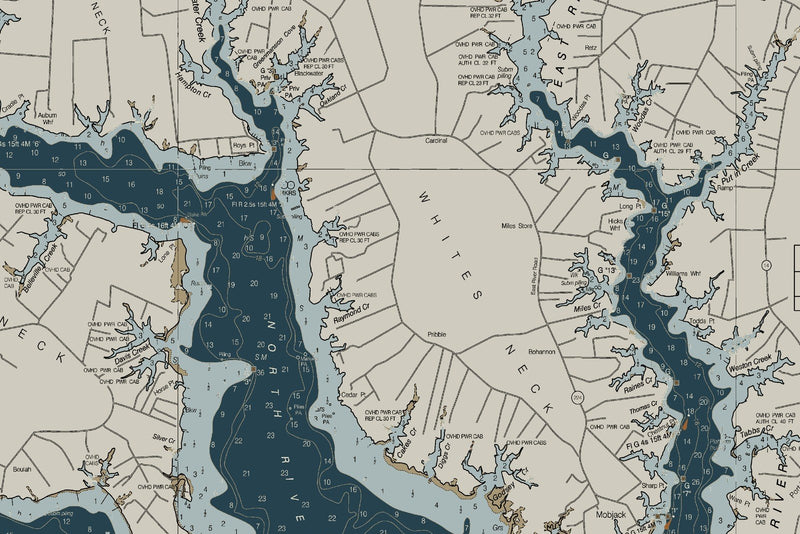 Chesapeake - Mobjack Bay To York River Nautical Chart — Heritage Edition — print detail 3
