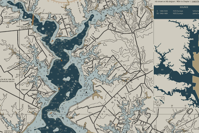 Chesapeake - Rappahannock River Entrance Nautical Chart — Heritage Edition — print detail 2