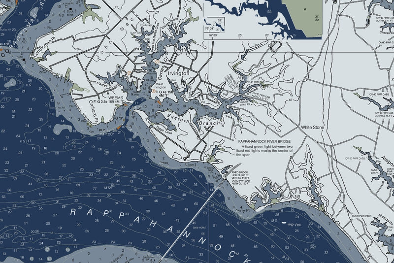 Chesapeake - Rappahannock River Entrance Nautical Chart — Modern Edition — print detail 1