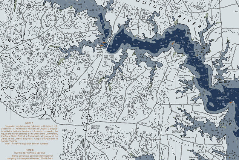 Chesapeake - Rappahannock River Entrance Nautical Chart — Modern Edition — print detail 3