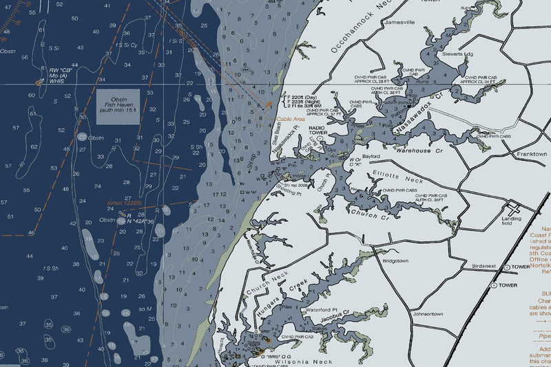 Chesapeake - Wolf Trap To Smith Point Nautical Chart — Modern Edition — print detail 1