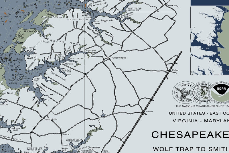 Chesapeake - Wolf Trap To Smith Point Nautical Chart — Modern Edition — print detail 3