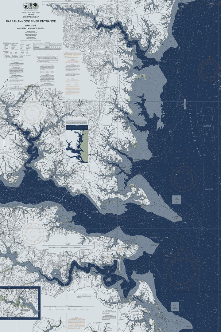 Chesapeake - Rappahannock River Entrance Nautical Chart — Modern Edition — Modern Edition palette