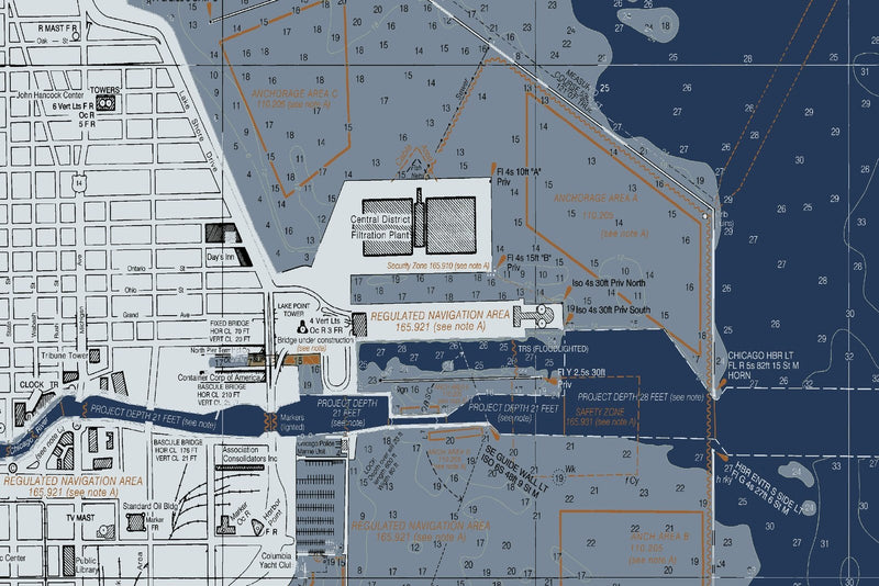 Chicago Harbor Nautical Chart — Modern Edition — print detail 1