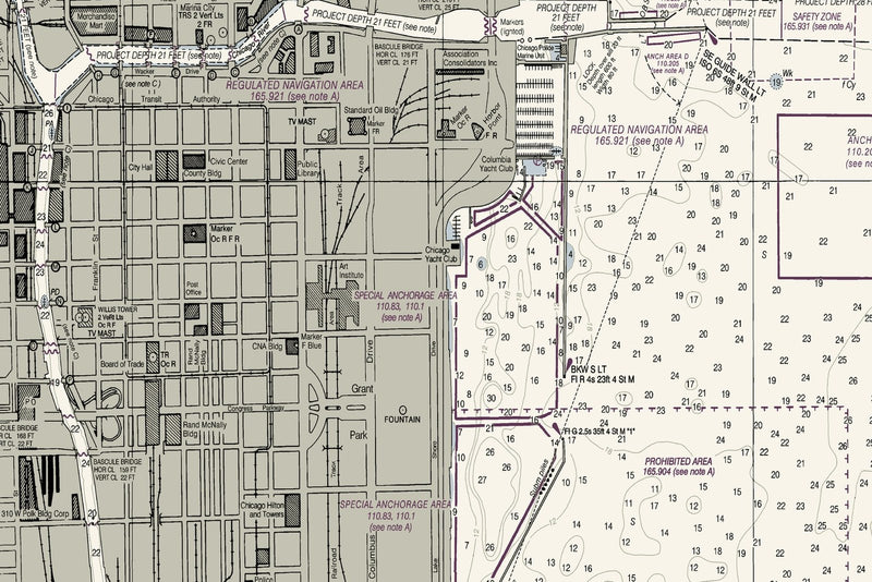 Chicago Harbor Nautical Chart — print detail 1
