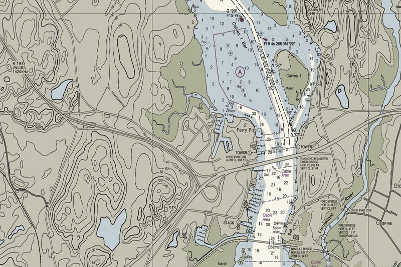 Connecticut River Long Island Sound to Deep River — print detail 3