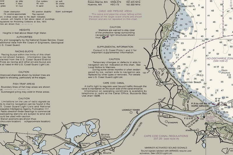 Cape Cod Bay Nautical Chart — print detail 2