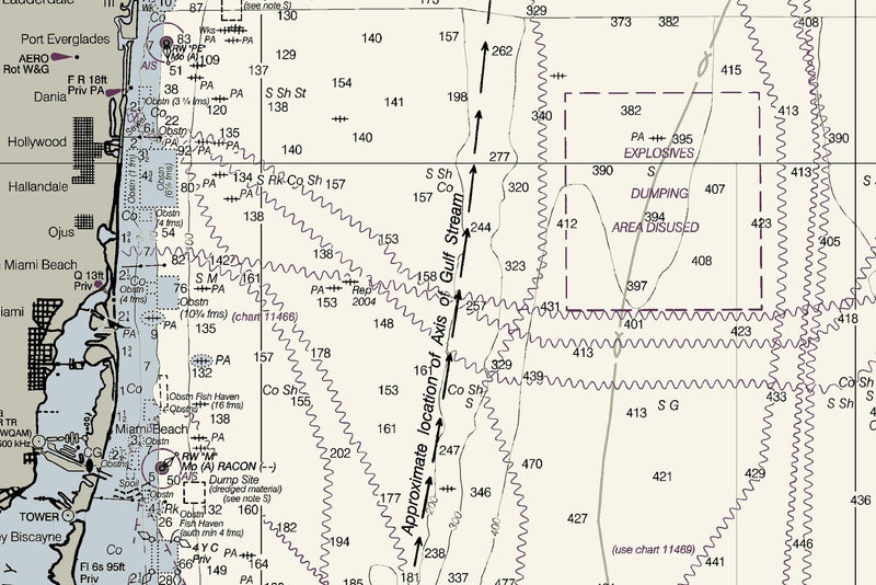 Florida Atlantic Coast 2 - Cape Canaveral to Biscayne Bay Nautical Chart Art — print detail 2