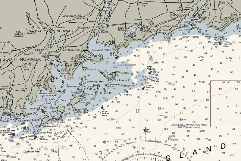 Long Island Sound - Western Part Nautical Chart — print detail 1