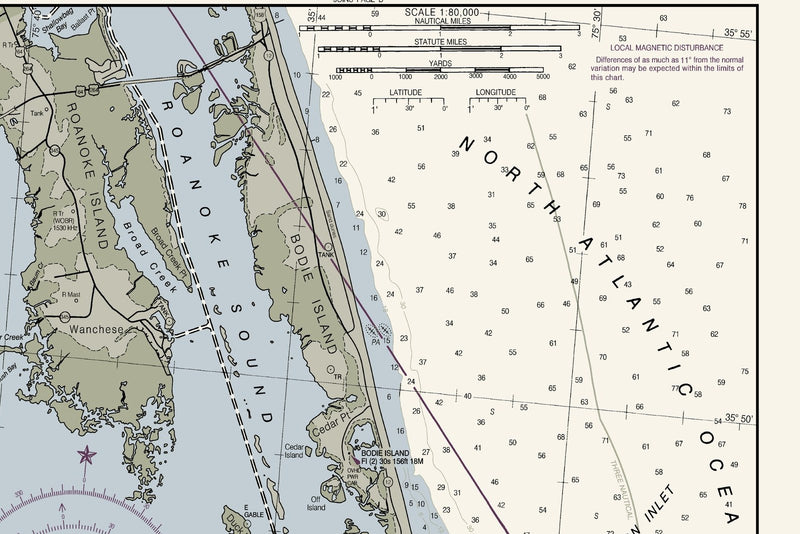 Outer Banks North - Currituck Beach Light To Wimble Shoals Nautical Chart — print detail 1