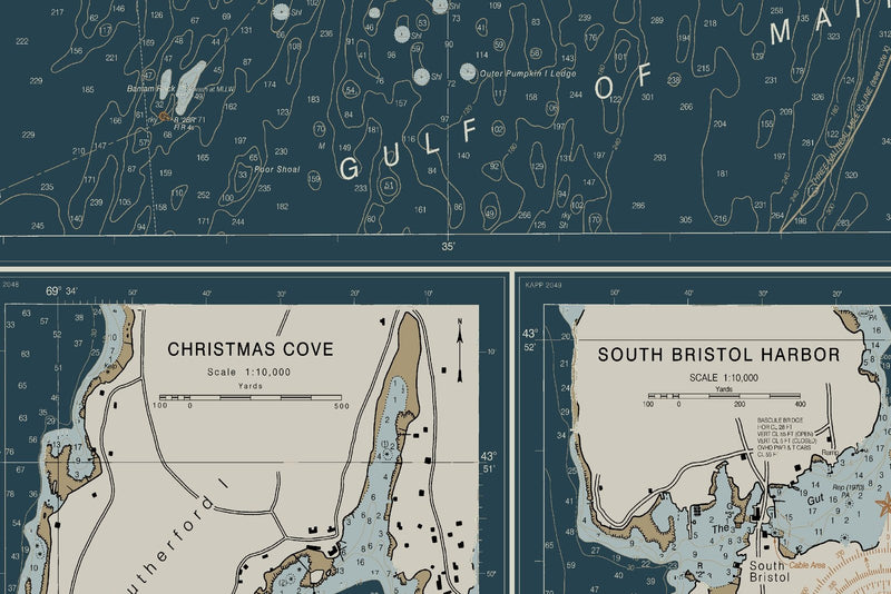 Damariscotta, Sheepscot, and Kennebec Rivers Nautical Chart — Heritage Edition — print detail 1
