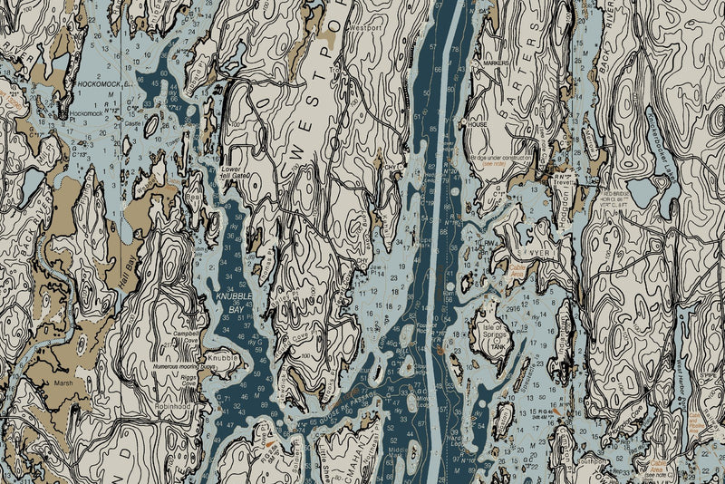 Damariscotta, Sheepscot, and Kennebec Rivers Nautical Chart — Heritage Edition — print detail 2