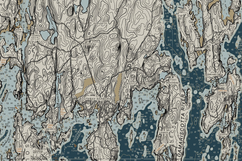 Damariscotta, Sheepscot, and Kennebec Rivers Nautical Chart — Heritage Edition — print detail 3