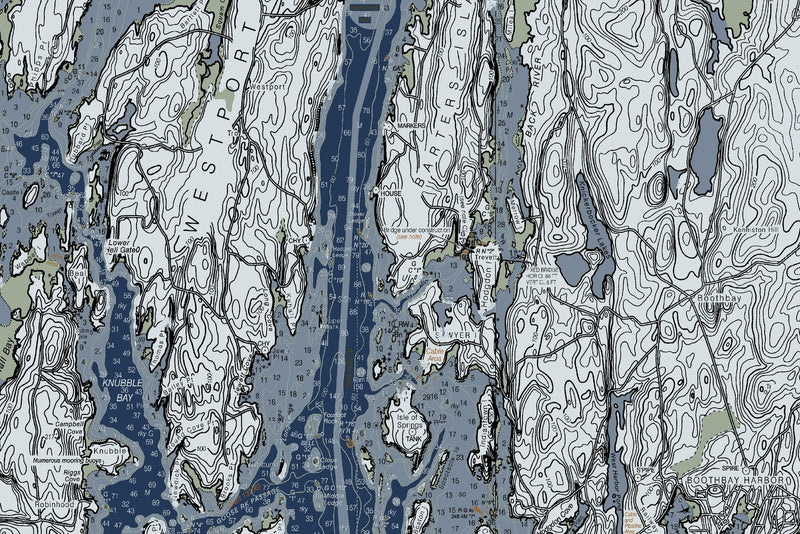 Damariscotta, Sheepscot, and Kennebec Rivers Nautical Chart — Modern Edition — print detail 2