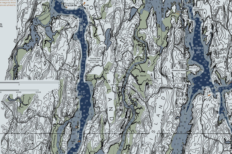 Damariscotta, Sheepscot, and Kennebec Rivers Nautical Chart — Modern Edition — print detail 3