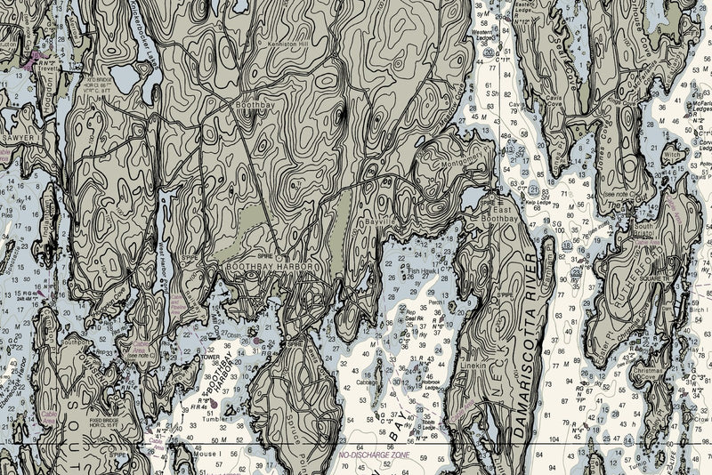 Damariscotta, Sheepscot, and Kennebec Rivers Nautical Chart — print detail 3