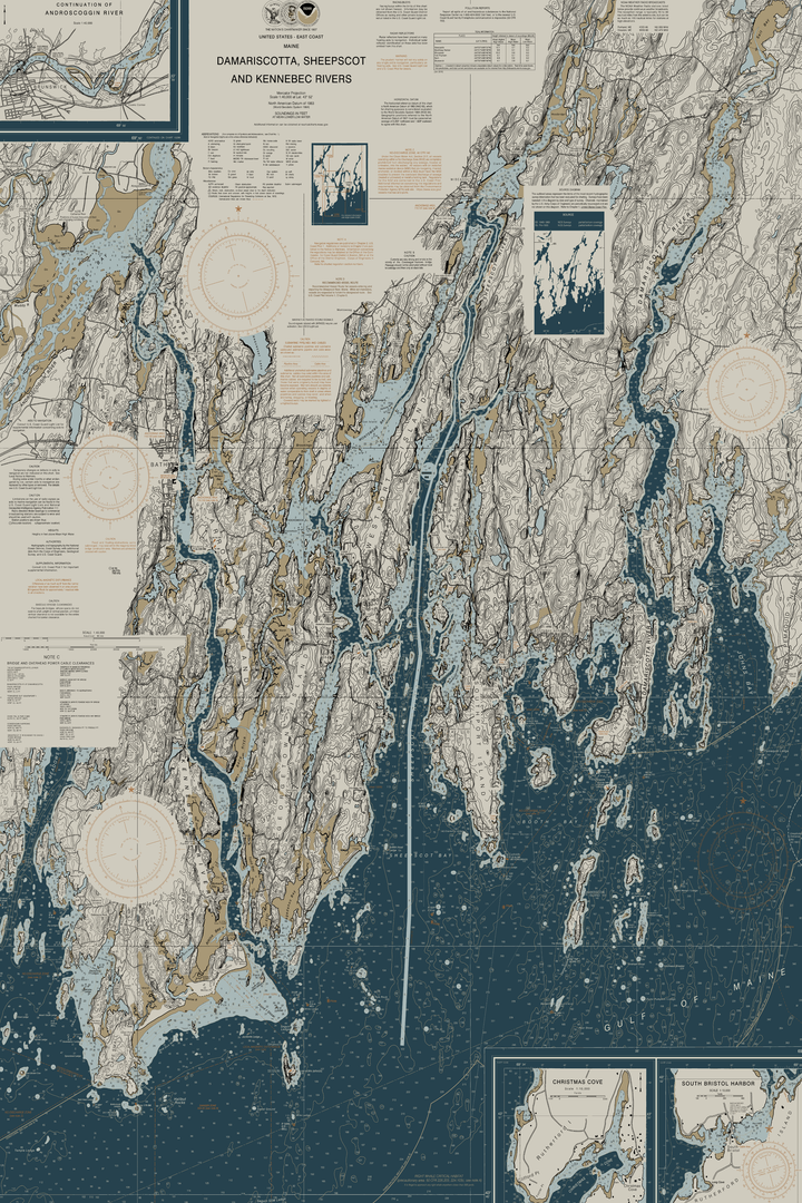 Damariscotta, Sheepscot, and Kennebec Rivers Nautical Chart — Heritage Edition