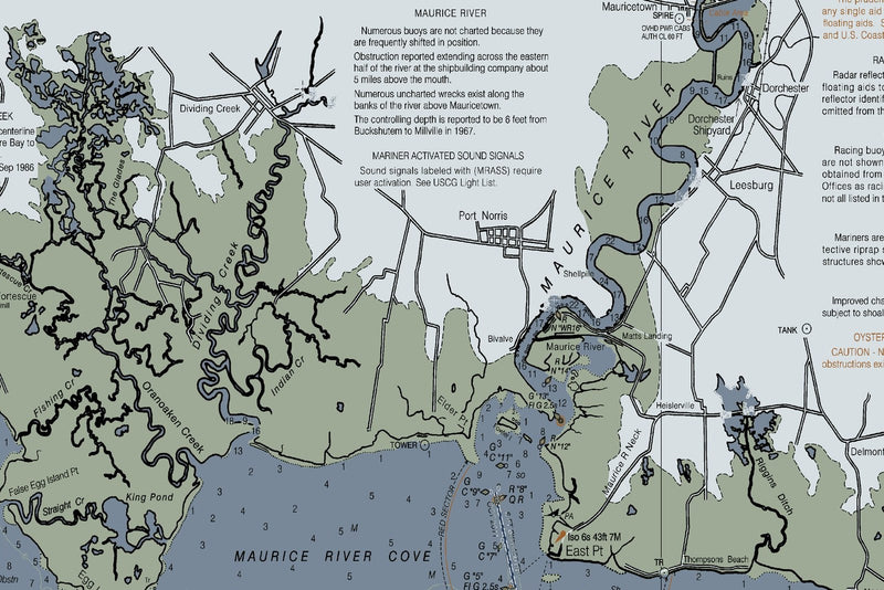 Delaware Bay Nautical Chart — Modern Edition — print detail 3