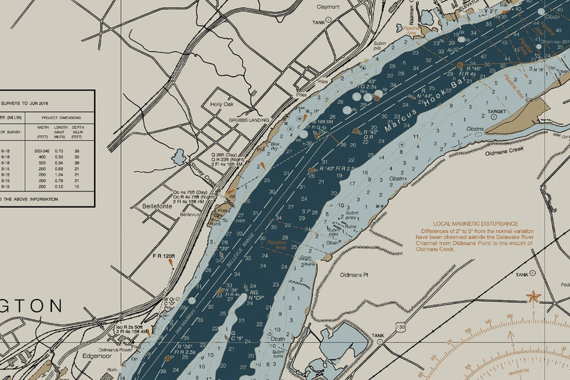 Delaware River Wilmington to Philadelphia — Heritage Edition — print detail 1