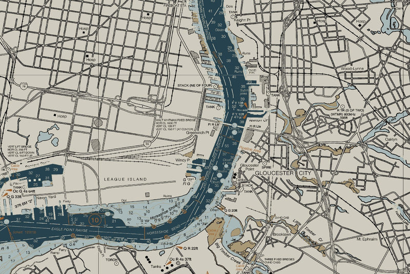 Delaware River Wilmington to Philadelphia — Heritage Edition — print detail 3