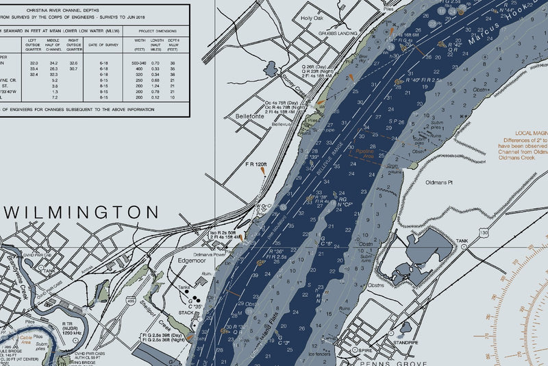 Delaware River Wilmington to Philadelphia — Modern Edition — print detail 1