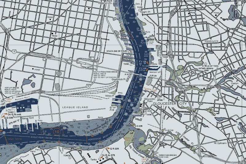 Delaware River Wilmington to Philadelphia — Modern Edition — print detail 3
