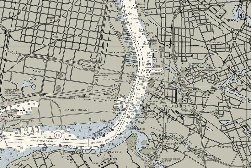 Delaware River Wilmington to Philadelphia — print detail 3