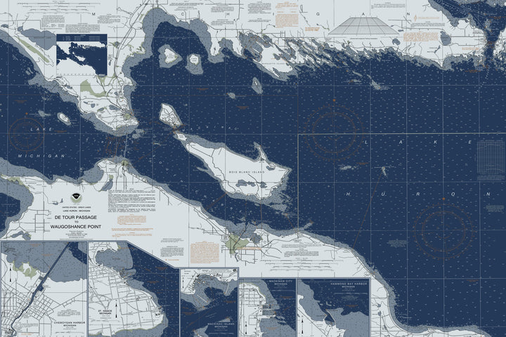 Detour Passage to Waugoshance Point - Mackinac Island Nautical Chart — Modern Edition — Modern Edition palette