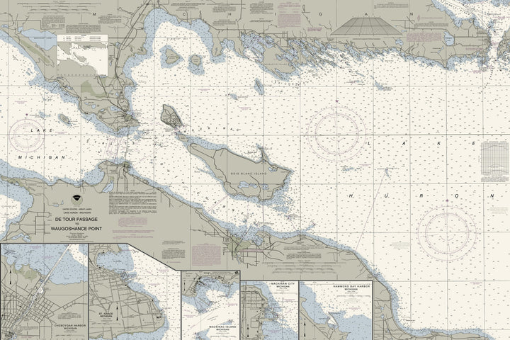Detour Passage to Waugoshance Point - Mackinac Island Nautical Chart — Traditional palette