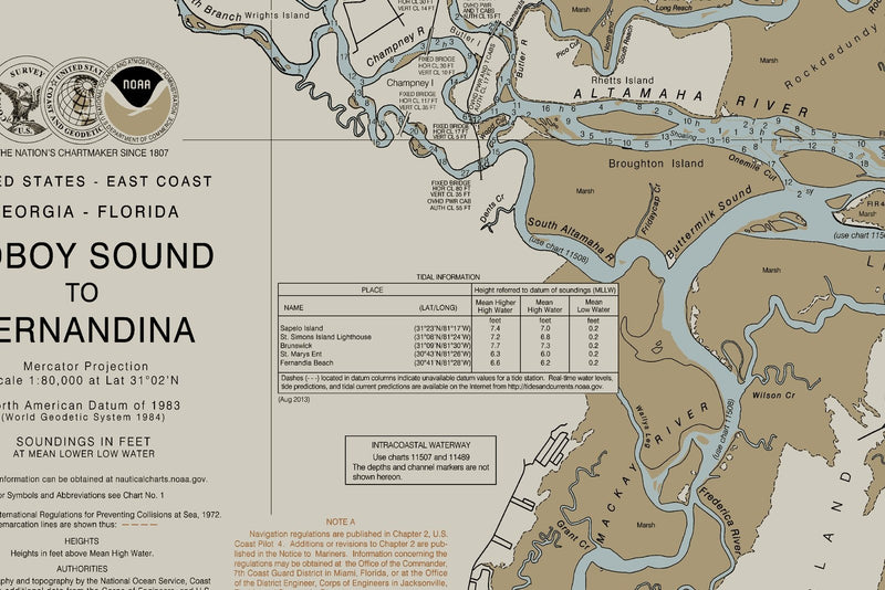 Doboy Sound to Fernandina Nautical Chart — Heritage Edition — print detail 3
