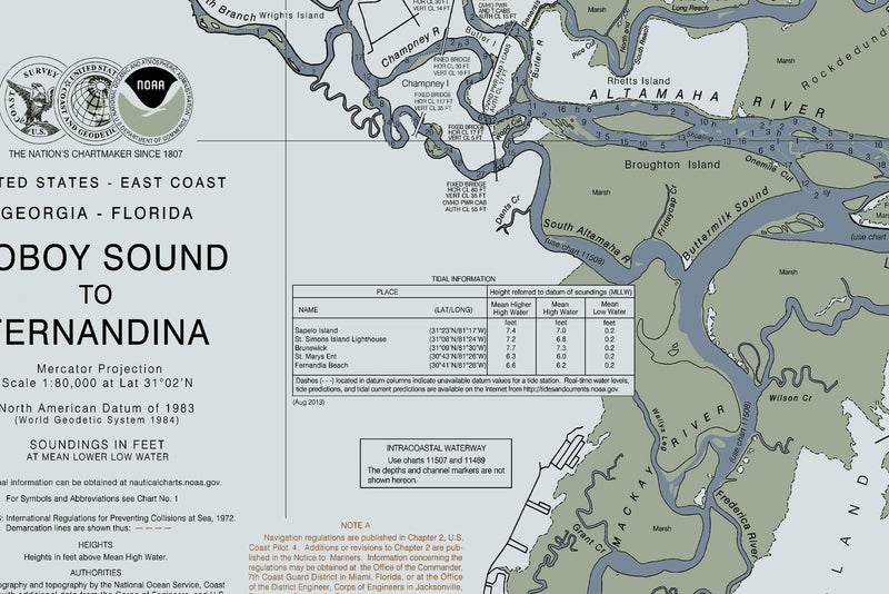 Doboy Sound to Fernandina Nautical Chart — Modern Edition — print detail 3