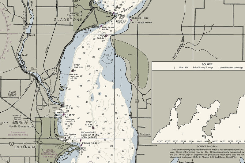 Dutch Johns Point to Fishery Point, including Big Bay de Noc and Little Bay de Noc — print detail 2