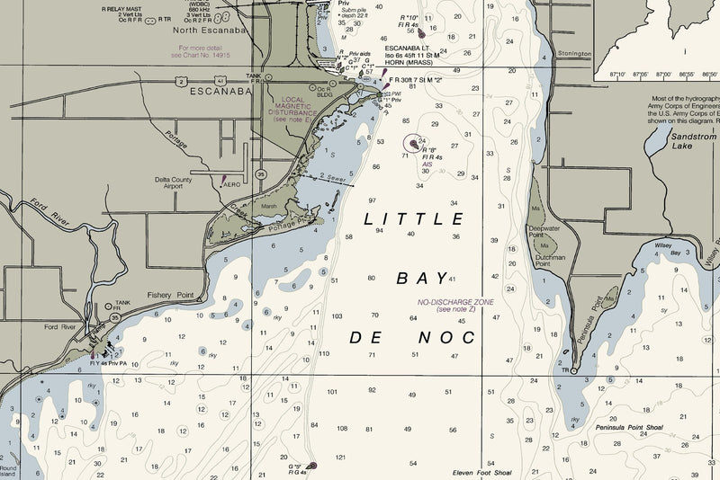 Dutch Johns Point to Fishery Point, including Big Bay de Noc and Little Bay de Noc — print detail 3