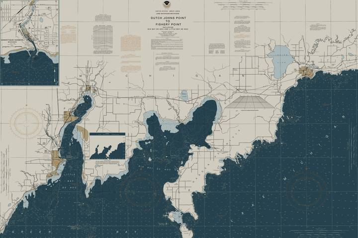 Dutch Johns Point to Fishery Point, including Big Bay de Noc and Little Bay de Noc — Heritage Edition — Heritage Edition palette