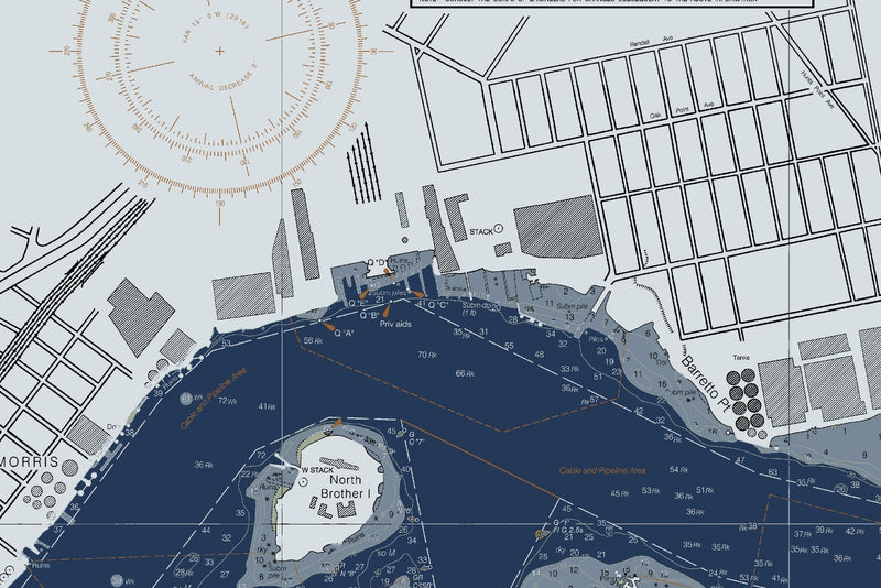 East River Tallman Island to Queensboro Bridge — Modern Edition — print detail 1