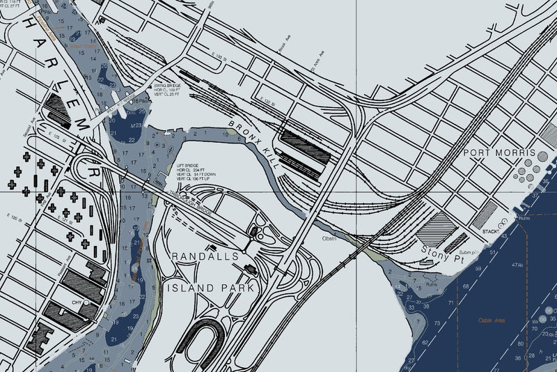 East River Tallman Island to Queensboro Bridge — Modern Edition — print detail 2