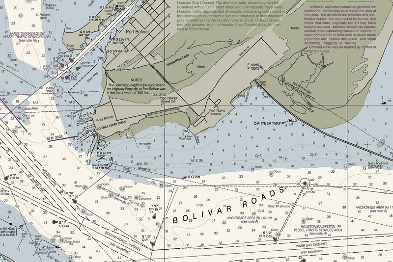 Entrance to Galveston Bay — print detail 1