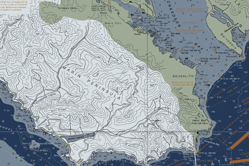 Entrance To San Francisco Bay Nautical Chart — Modern Edition — print detail 2
