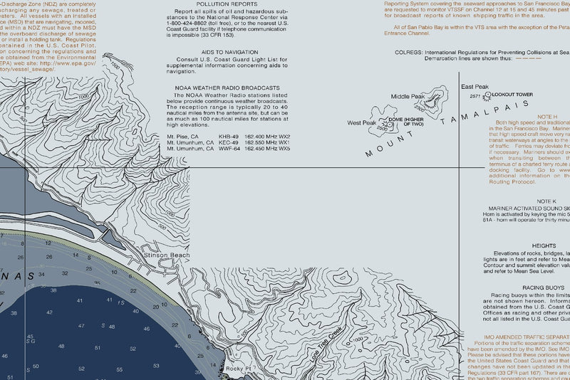 Entrance To San Francisco Bay Nautical Chart — Modern Edition — print detail 3